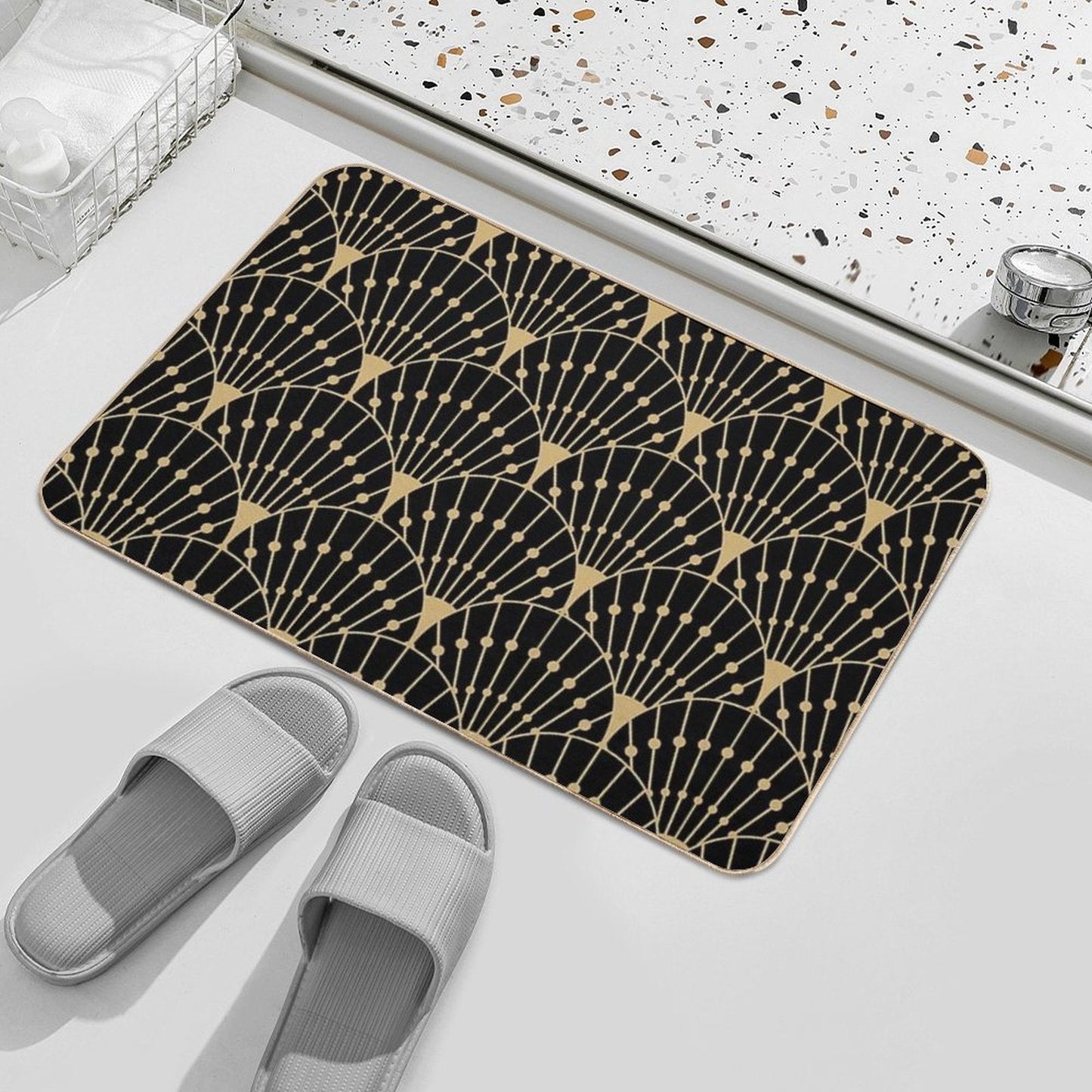 Deco Scales (gold + Black) Bath Mat