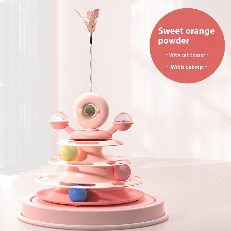 4 Levels Cat Toy Tower Turntable