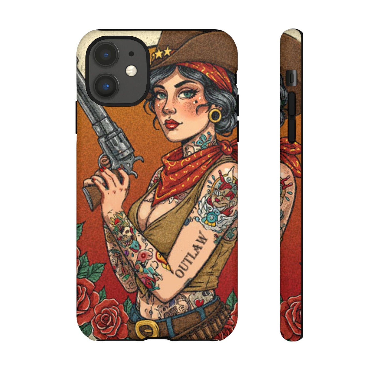 Vintage Western Tough Phone Case with Outlaw Design