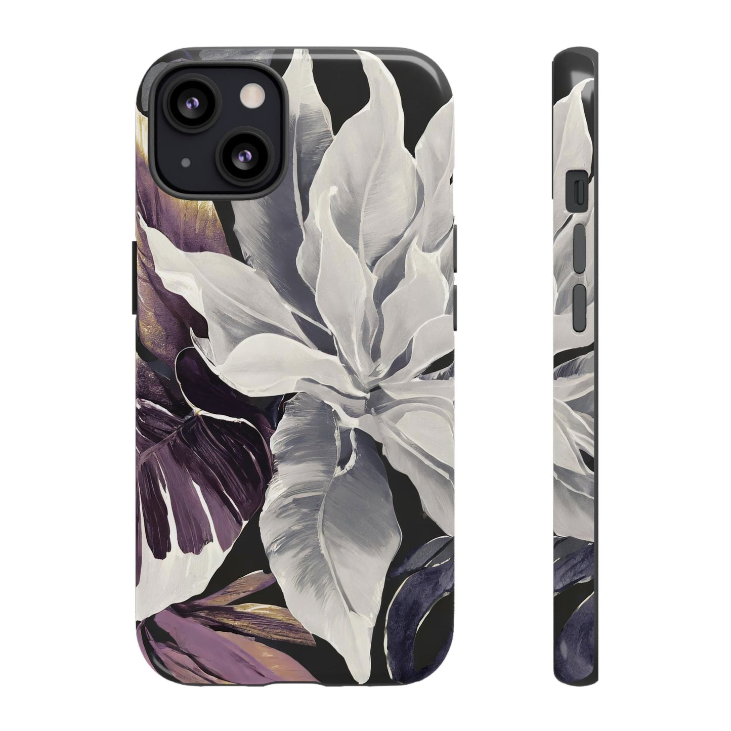 White & Plum Floral Tough Phone Case