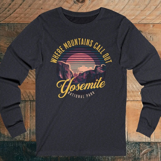 Yosemite National Park Unisex Fit Long Sleeve T-shirt Valley Retro