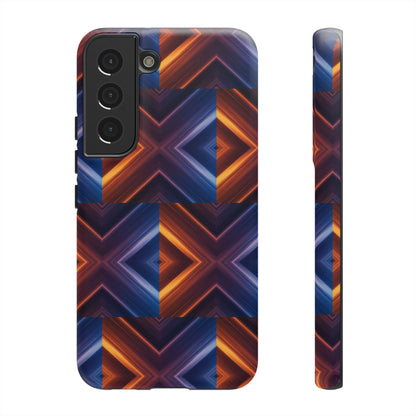 Stylish Tough Phone Case With Blue & Orange Abstract Design