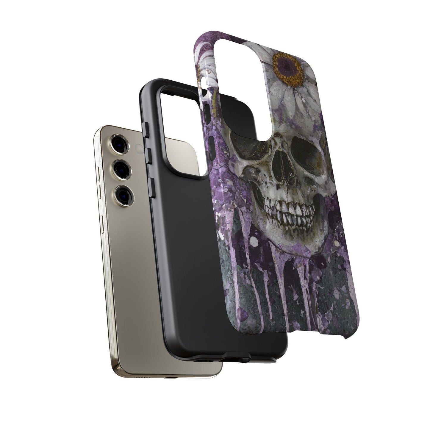Plum Skull and Daisy Tough Phone Case