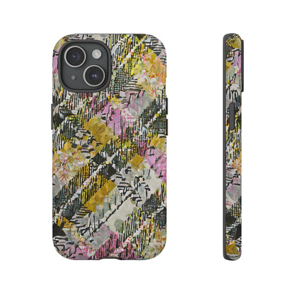 Purple Plaid Floral Artistic Tough Phone Case