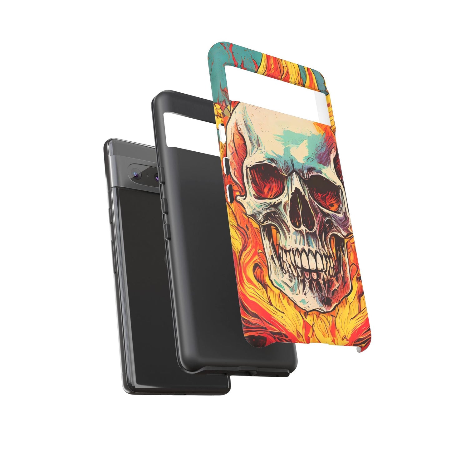 Flaming Skull Tough Phone Case