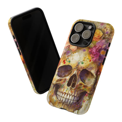 Unique Floral Skull Tough Phone Case