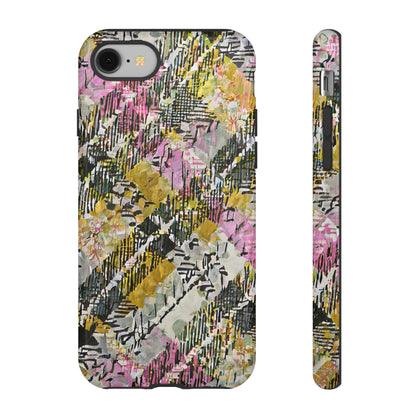 Purple Plaid Floral Artistic Tough Phone Case