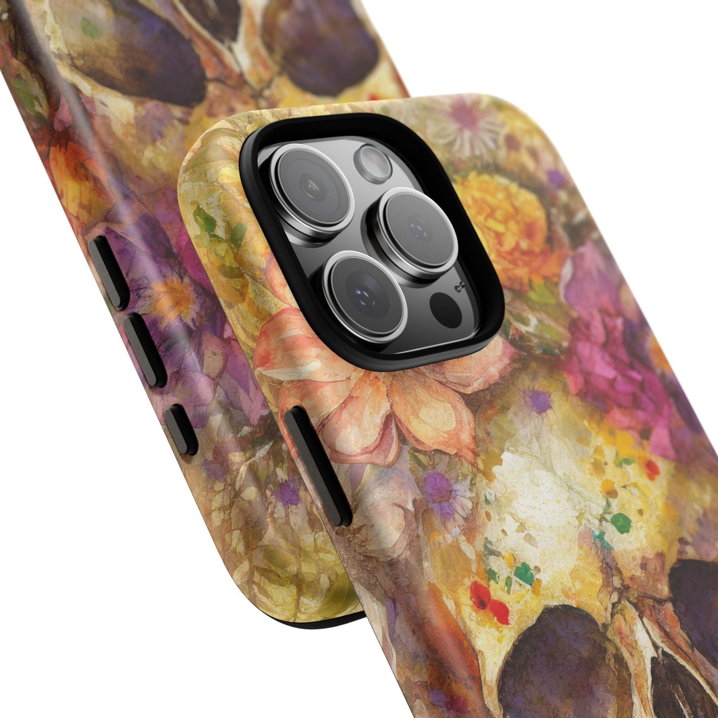 Unique Floral Skull Tough Phone Case