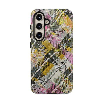 Purple Plaid Floral Artistic Tough Phone Case