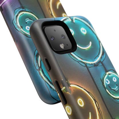 Colorful Neon Smiley Face Phone Case - Tough & Stylish Protection