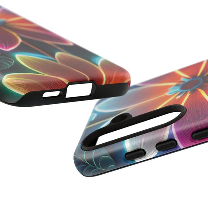 Vibrant Neon Flowers Tough Phone Case