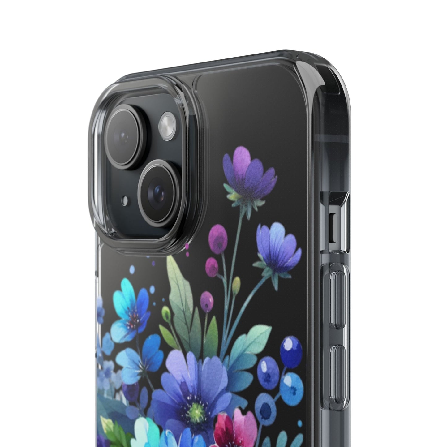 Vibrant Blue Floral Clear Phone Case