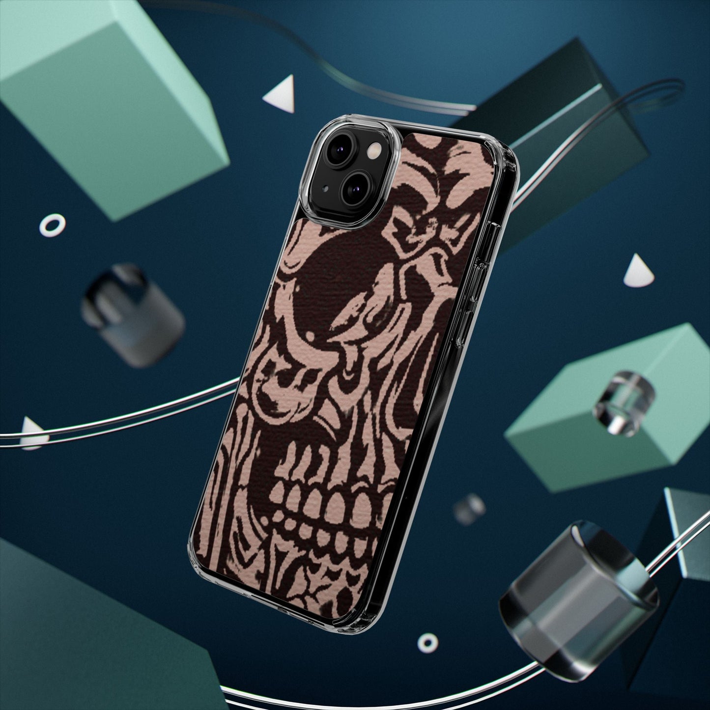 Gothic Abstract Skull Clear Phone Case