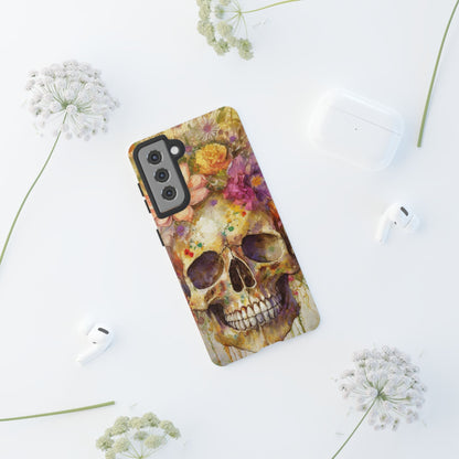 Unique Floral Skull Tough Phone Case