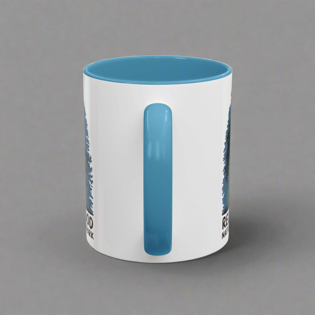 Redwood National Park Accent Coffee Mug 11oz 15oz Shaded Trees Blue Black Pink Red Outdoor Inspired