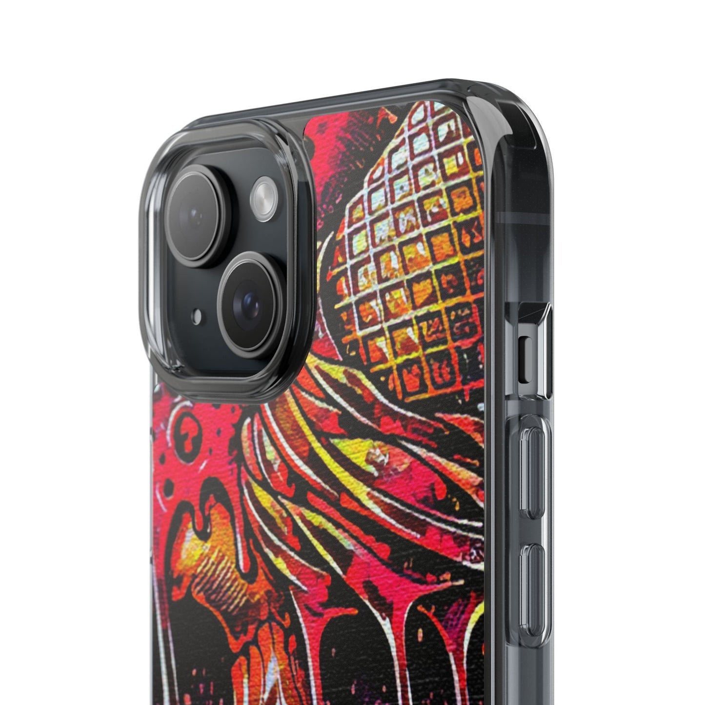 Neon Ice Cream Skull Clear Phone Case