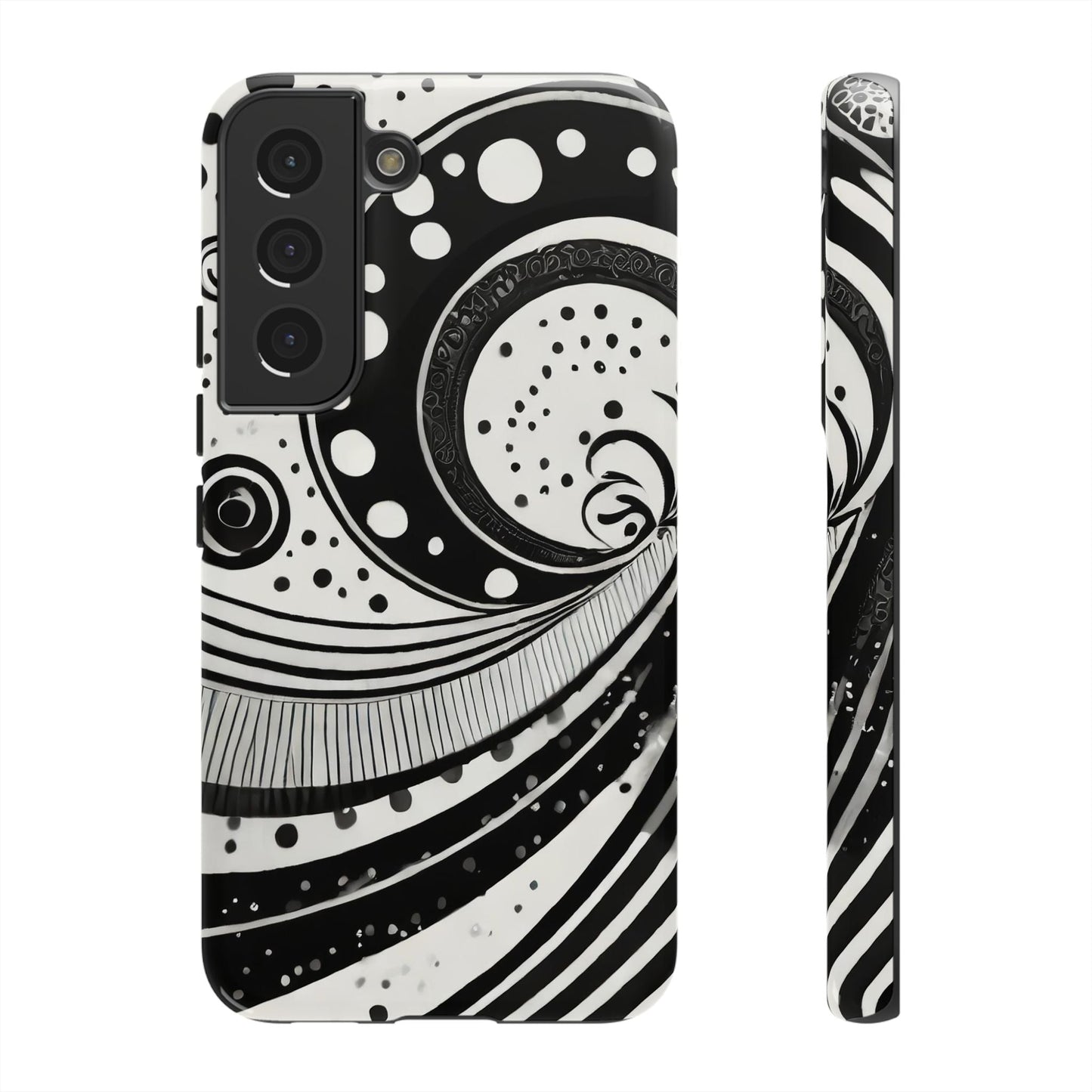Artistic Black & White Swirl Tough Phone Case