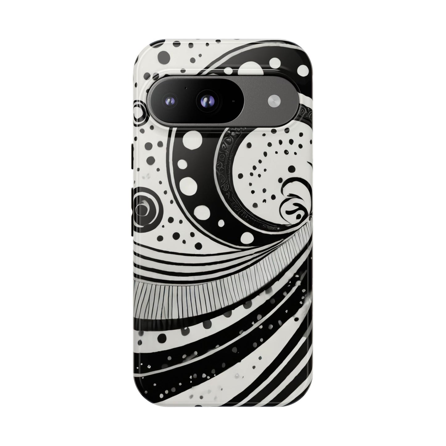 Artistic Black & White Swirl Tough Phone Case