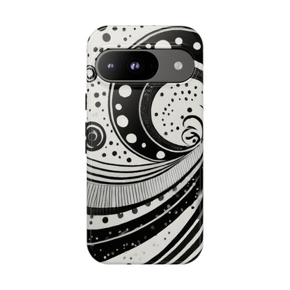 Artistic Black & White Swirl Tough Phone Case