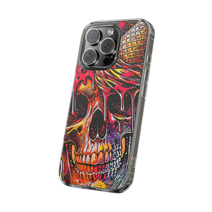Neon Ice Cream Skull Clear Phone Case