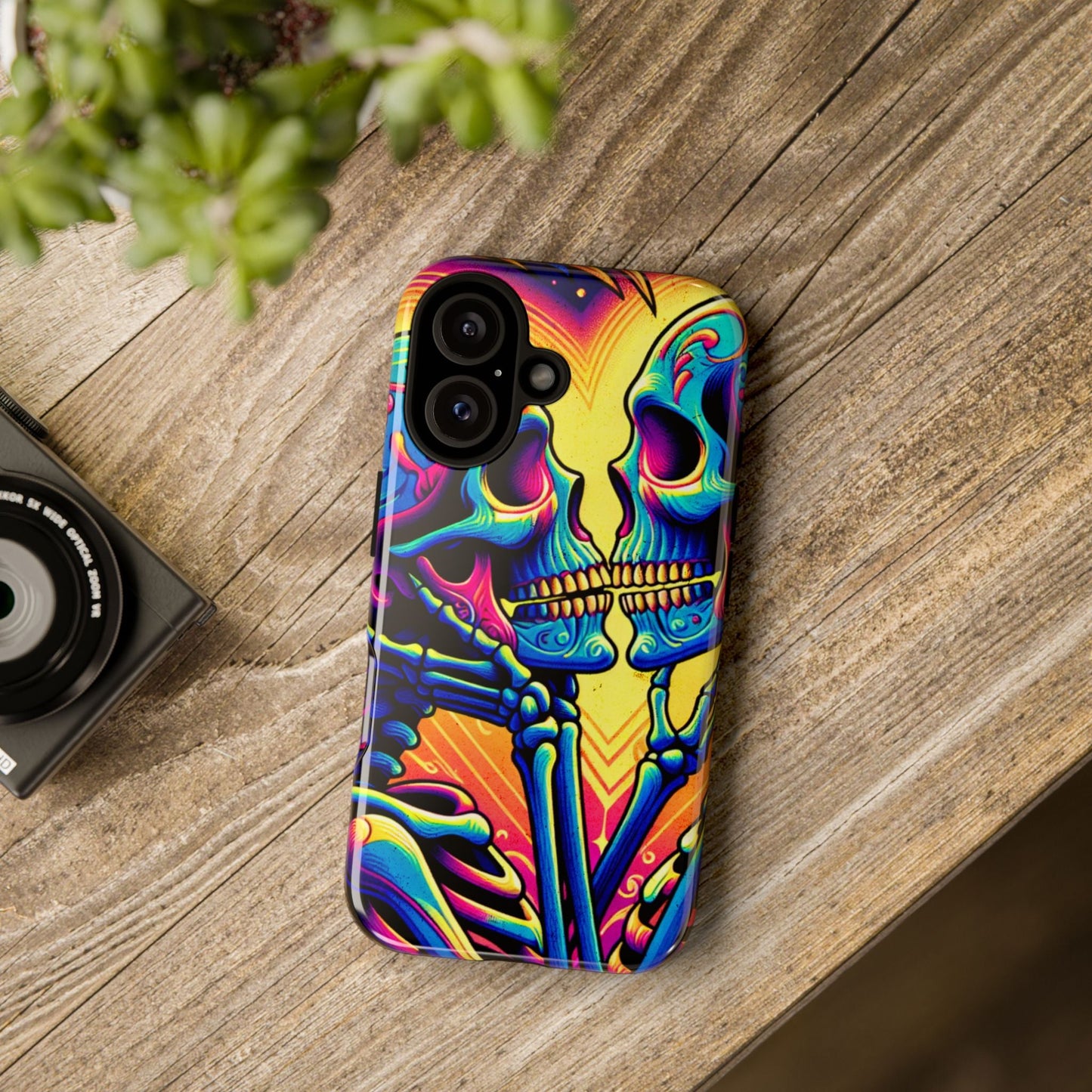 Colorful Skull Couple Tough Phone Case