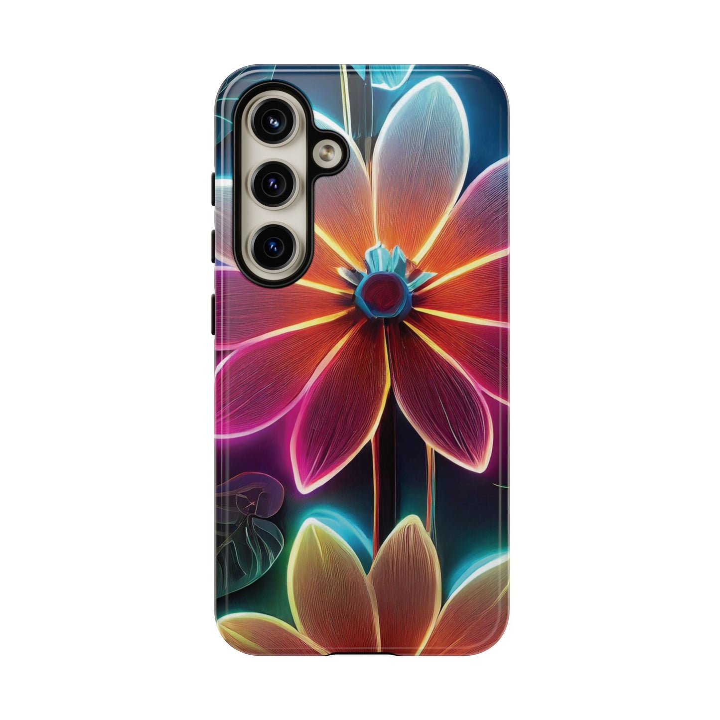 Vibrant Neon Flowers Tough Phone Case