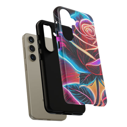 Artistic Neon Rose Tough Phone Case
