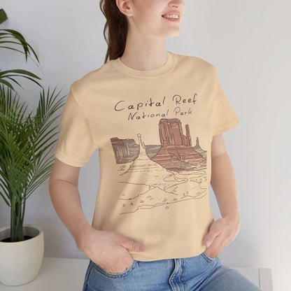 Capitol Reef National Park Unisex Fit Soft T-Shirt Line Art