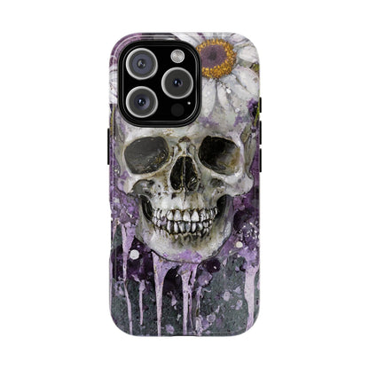 Plum Skull and Daisy Tough Phone Case