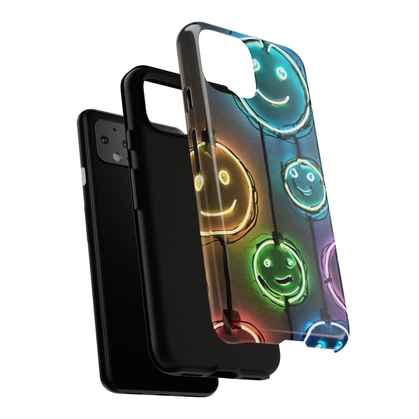 Colorful Neon Smiley Face Phone Case - Tough & Stylish Protection