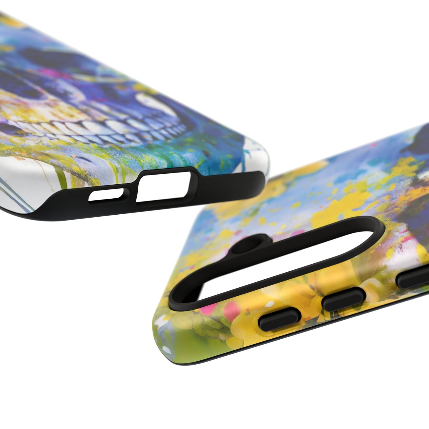 Vibrant Blue Floral Skull Tough Phone Case