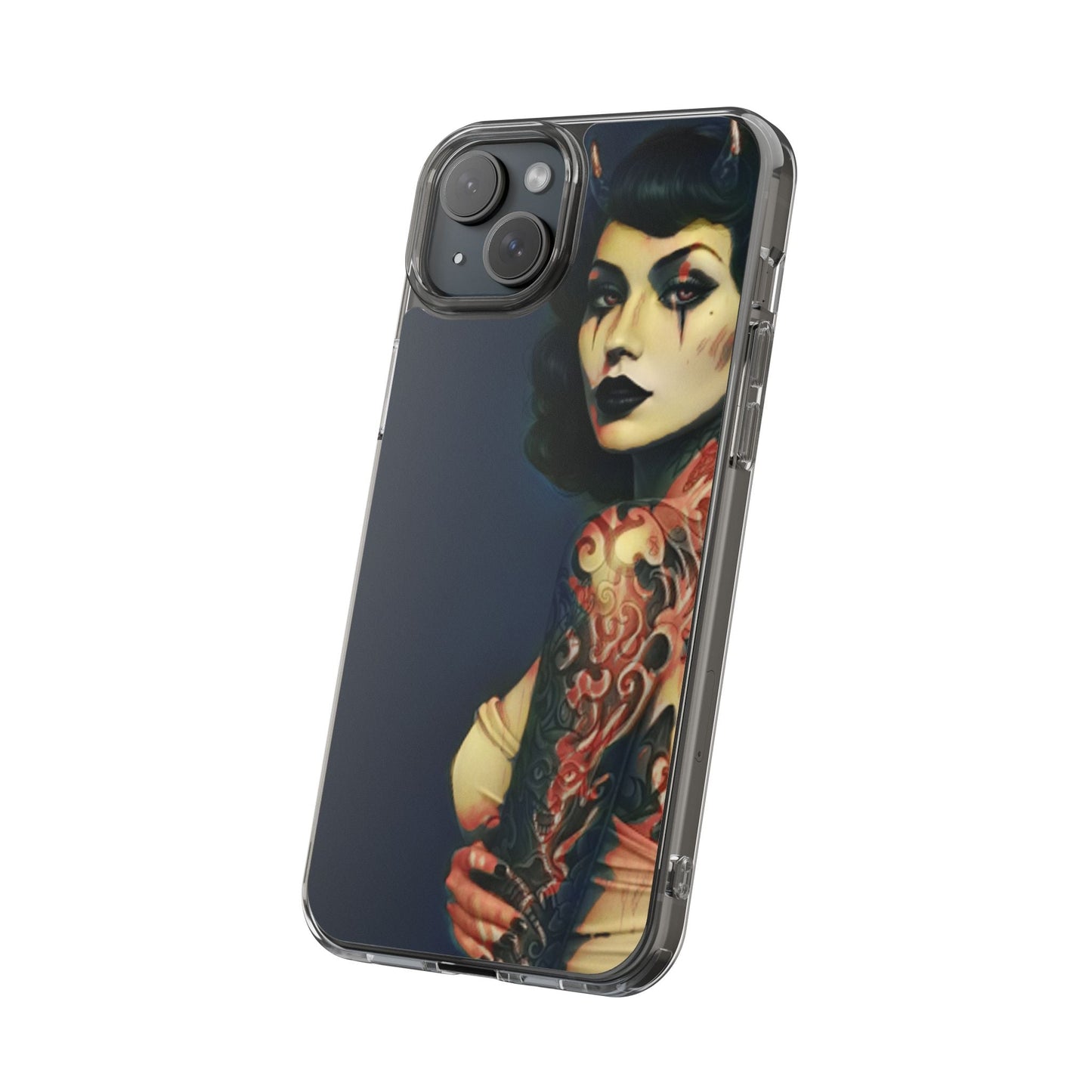 Gothic Devilish Tattooed Beauty Clear Phone Case