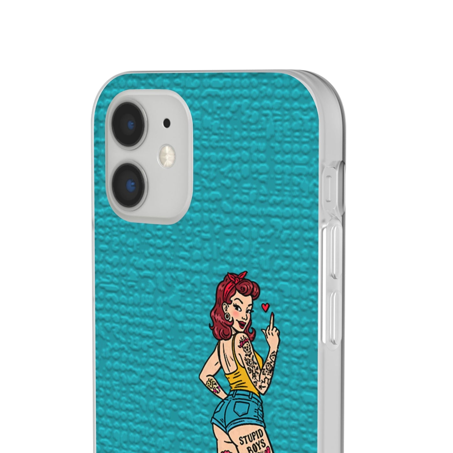 Sassy Pin-Up Stupid Boys Teal Flexi Phone Case