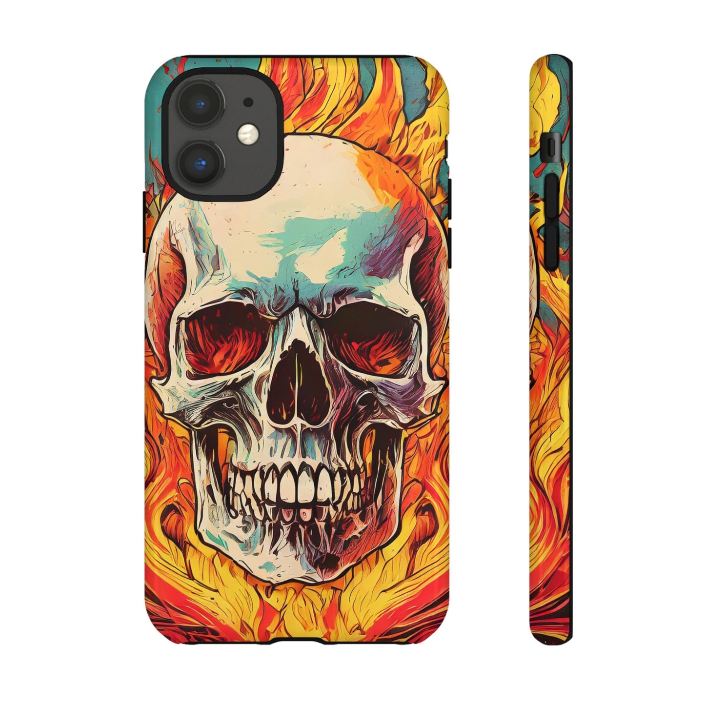 Flaming Skull Tough Phone Case