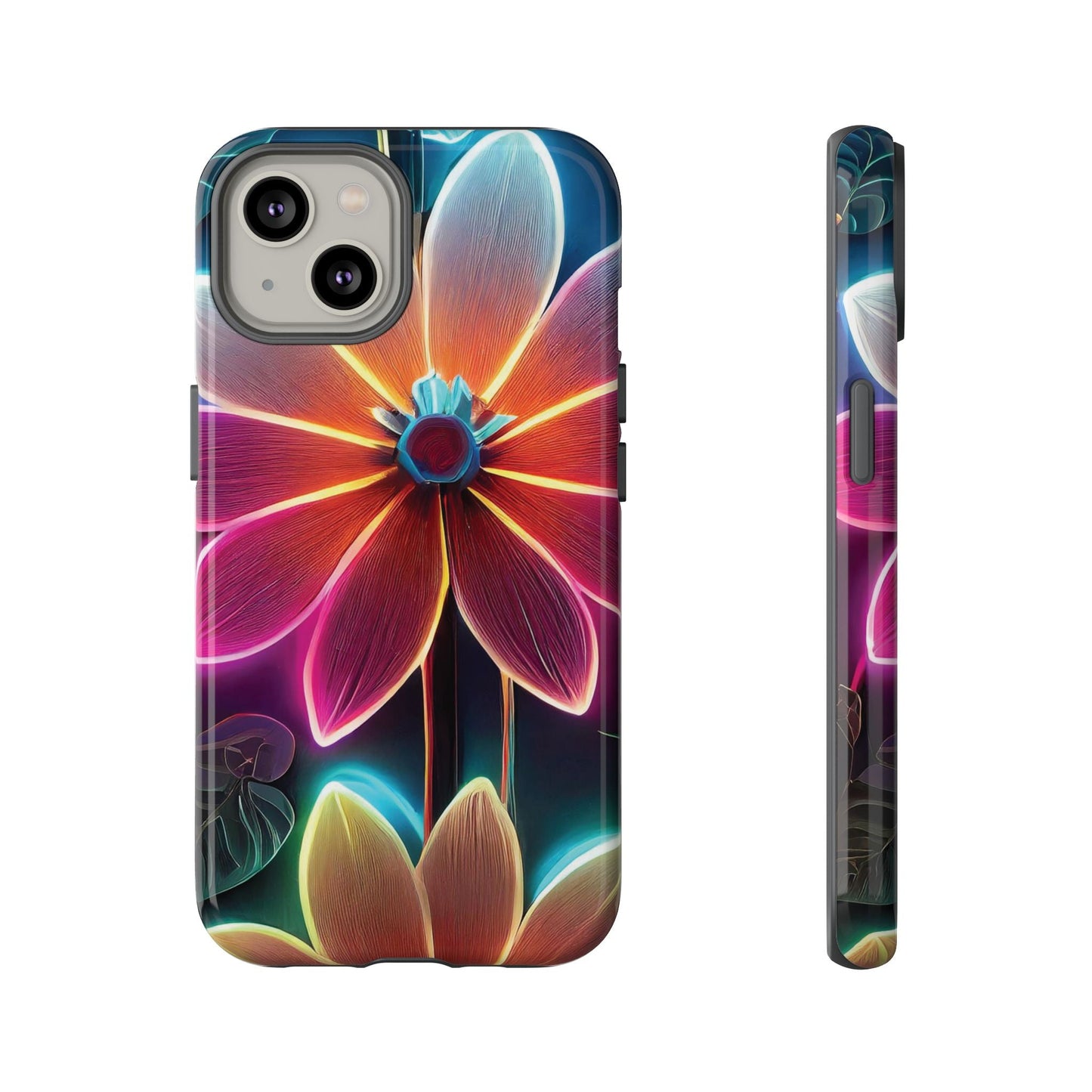 Vibrant Neon Flowers Tough Phone Case