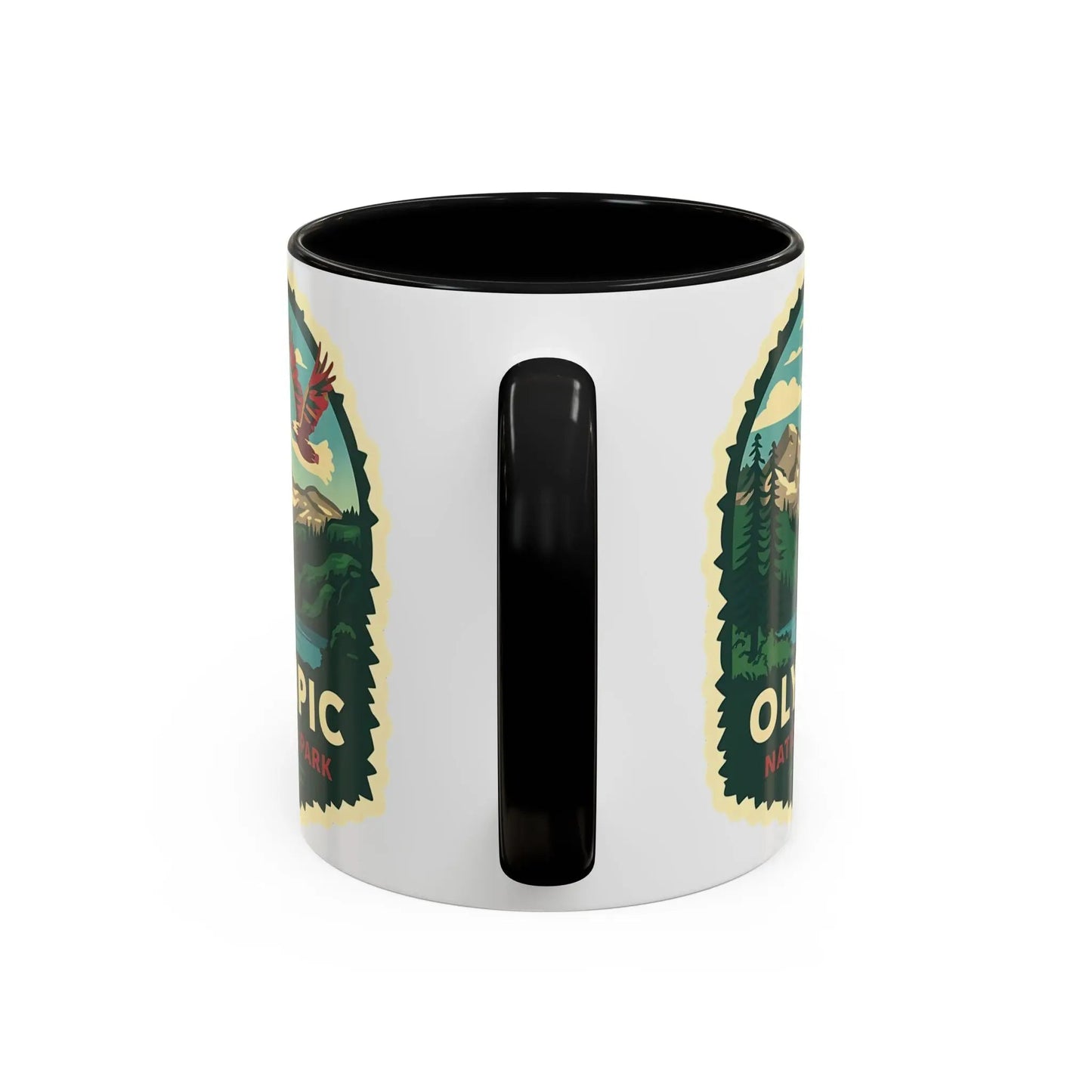 Glacier National Park Accent Coffee Mug 11oz 15oz Eagle Fly Over Blue Black Pink Red Outdoor Inspired Ceramic Mug
