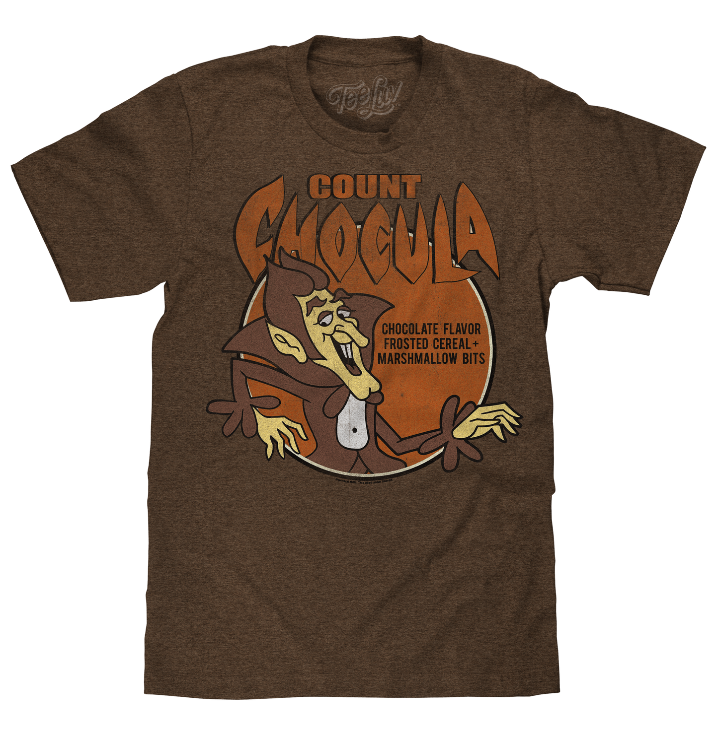 Count Chocula Distressed Monster Cereal Logo T-Shirt - Heather Brown