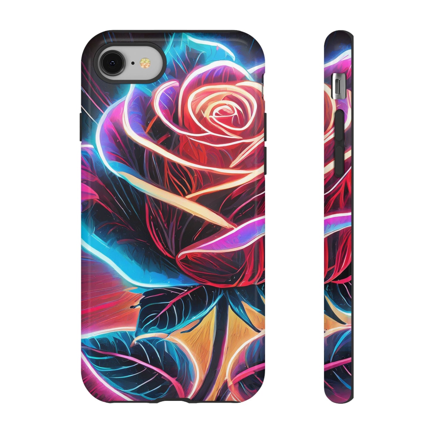 Artistic Neon Rose Tough Phone Case