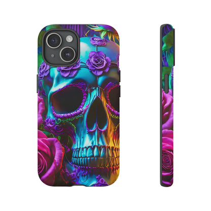 Neon Skull and Roses Vibrant Tough Phone Case