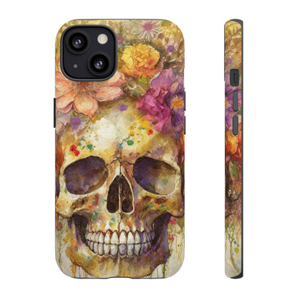 Unique Floral Skull Tough Phone Case