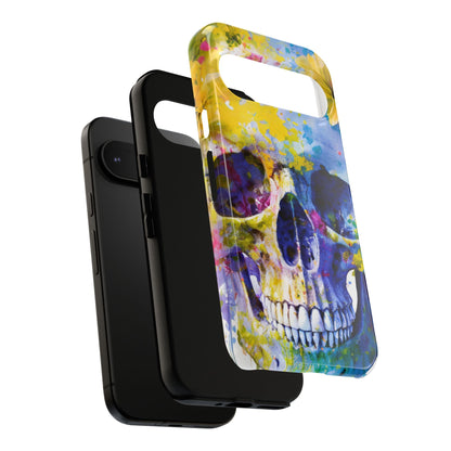 Vibrant Blue Floral Skull Tough Phone Case
