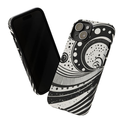Artistic Black & White Swirl Tough Phone Case