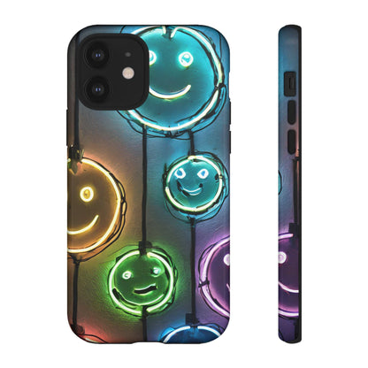 Colorful Neon Smiley Face Phone Case - Tough & Stylish Protection