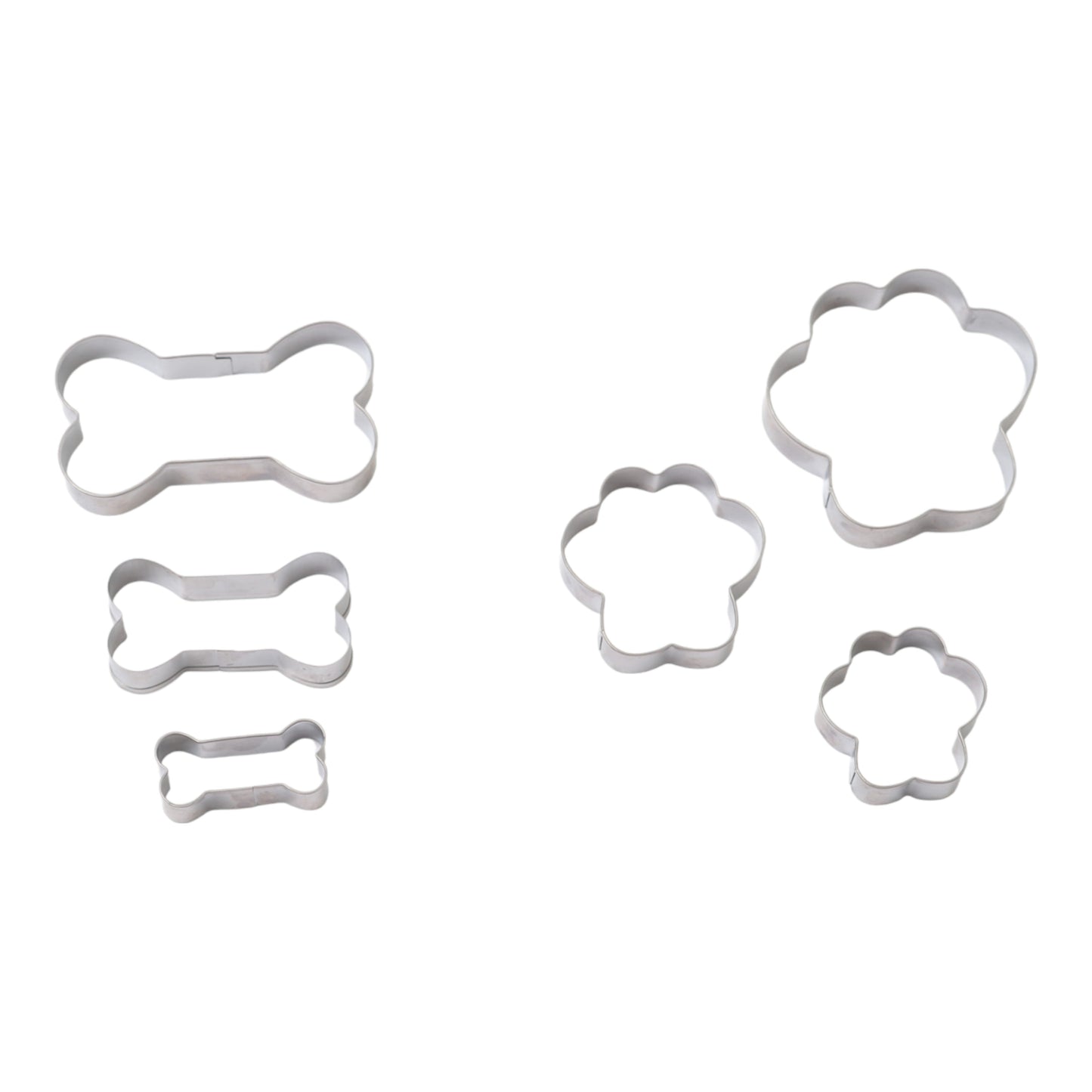 Country Living 6-Piece Stainless Steel Cookie Cutter Set (3 Paw-Shaped, 3 Bone-Shaped)