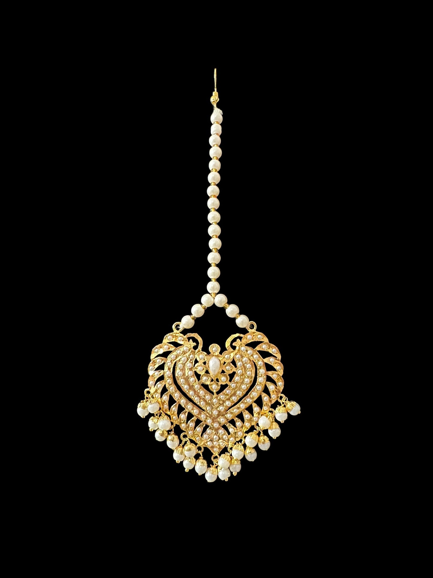 BR479 Insha pearl jadau bridal set in shell pearls ( SHIPS IN 4 WEEKS )