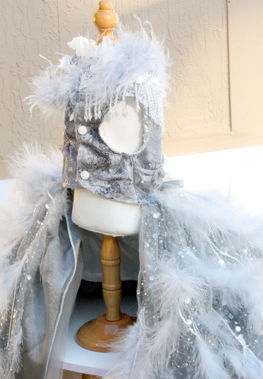 Feather Fantasy Pet Gown | Luxury Dog Dress for Special Occasions