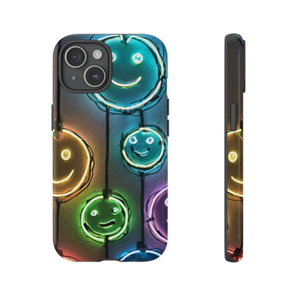 Colorful Neon Smiley Face Phone Case - Tough & Stylish Protection