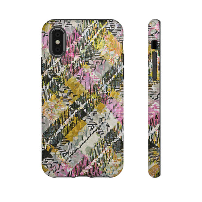 Purple Plaid Floral Artistic Tough Phone Case