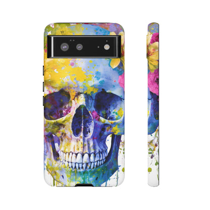 Vibrant Blue Floral Skull Tough Phone Case