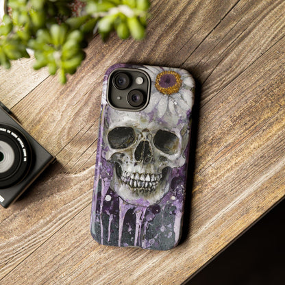 Plum Skull and Daisy Tough Phone Case